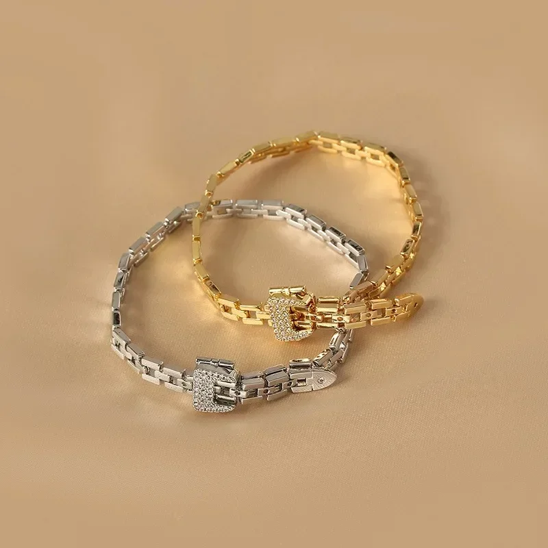 New Arrival Delicate Crystal Watchband Bracelets for Women Fashion Brand Jewelry Elegant Zirconia Chain Bracelets