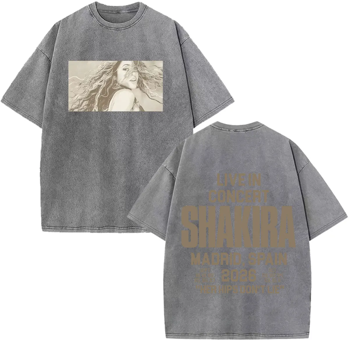 Shakira Las Mujeres Ya No Lloran 2026 Tour Print Vintage Washed Fan Geschenk T-Shirts Herren Damen Mode Locker Lässig Baumwoll-T-Shirt – Detail 12