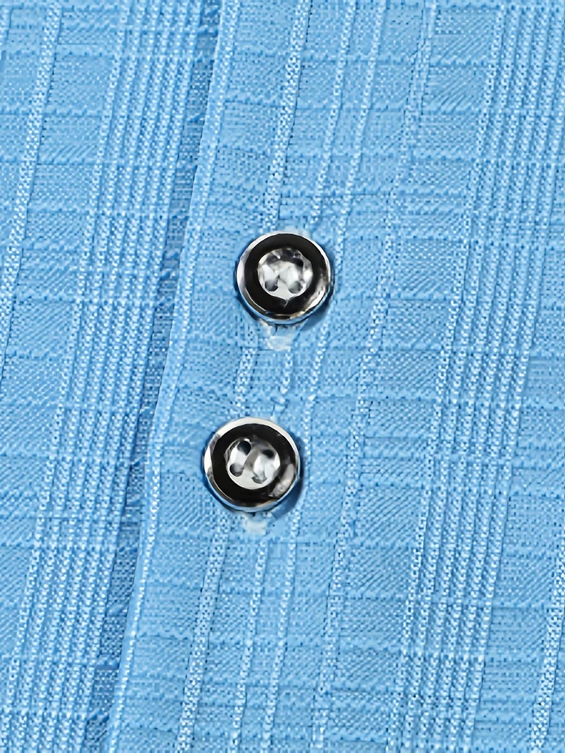 Herren Strukturiertes Gewebtes Polyester-Hemd Kurzarm Umlegekragen Knopfleiste Lässig Atmungsaktiv Sommer Strand Oberteil für Männer – Detail 3
