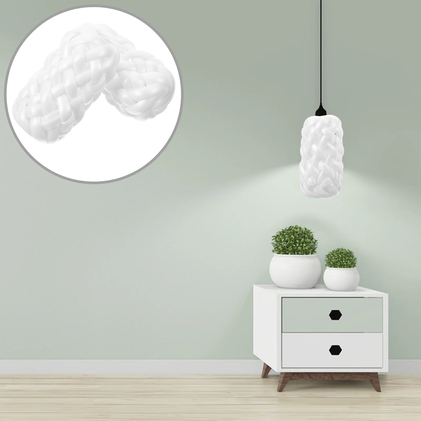 

2pcs Mini Lampshade Faux Rattan Woven Handcraft Supply For Kindergarten Small Pendant Light Cover Diy Decorative Woven