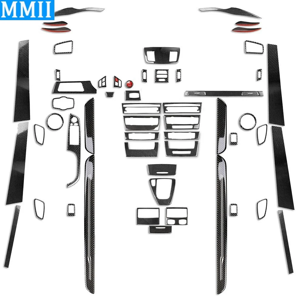 70Pcs Real Carbon Fiber Full Interior Exterior Set Trim Cover Car Accessories Decoration Sticker For BMW 3 Series E90 2005-2012