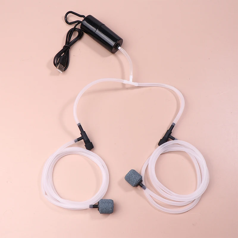 New Portable Dual-hole Silent Air Compressor Aerator Aquarium USB Oxygen Air Pump Fish Tank Portable Mini Small Oxygenator