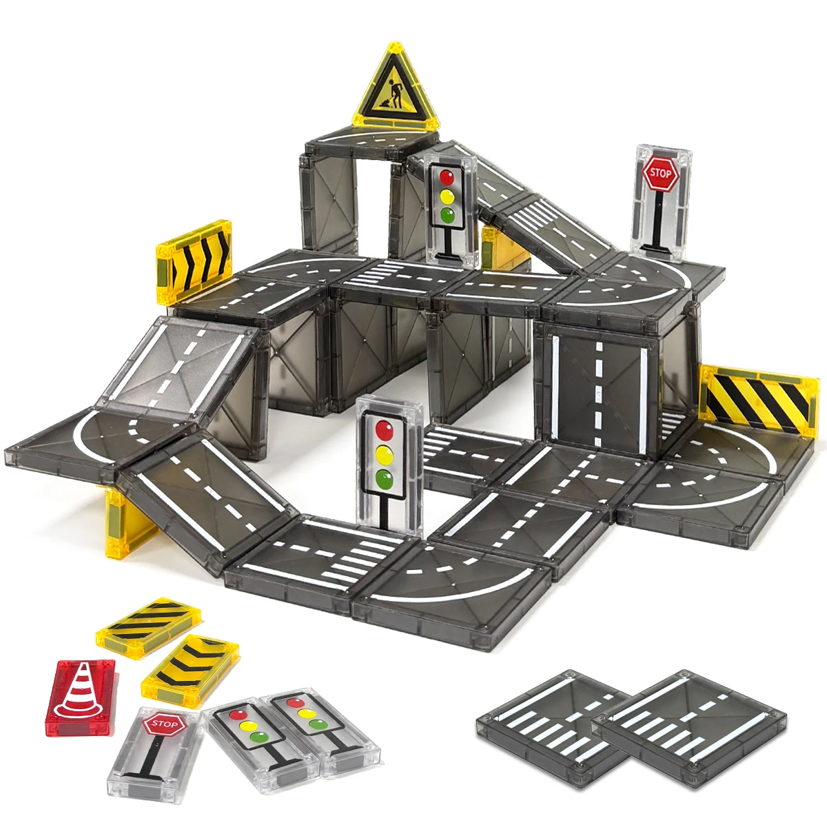 

Magnetic Road Magnet Car Magnetic Block Creativity And Educational Construction STEM Open-ended Toys for 3+Kids Birthday Gifts