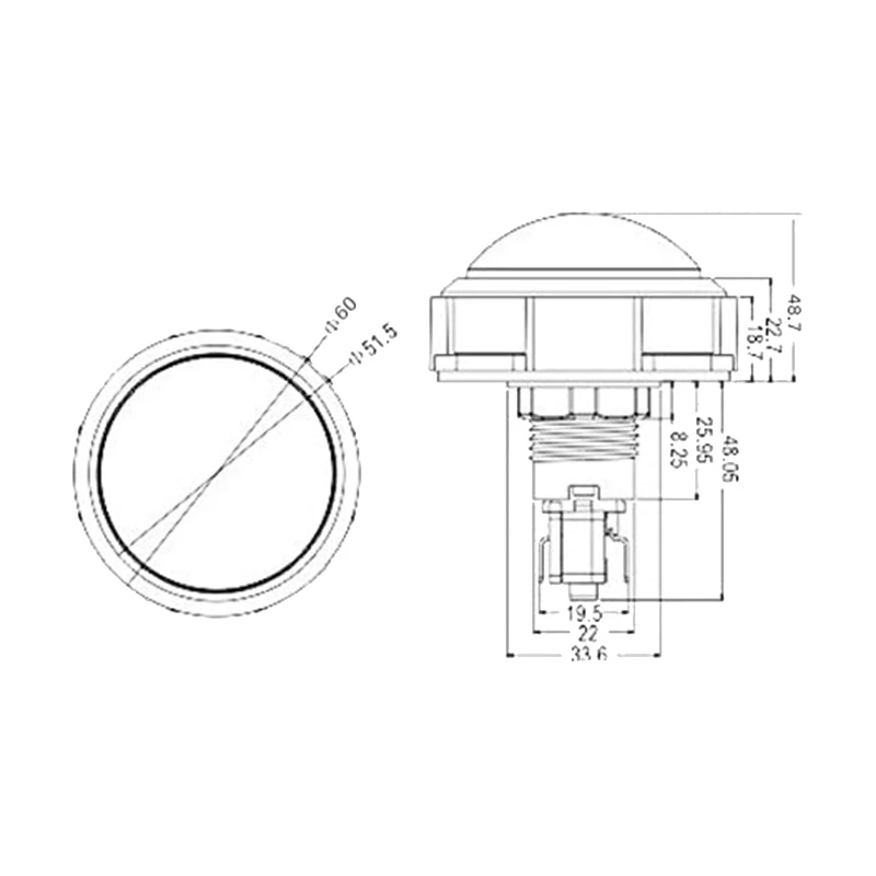 Boutons d'arcade AED7-5X, dôme de 60 mm, bouton poussoir LED de 2,36 pouces avec micro-interrupteur pour machine d'arcade, console de jeux vidéo
