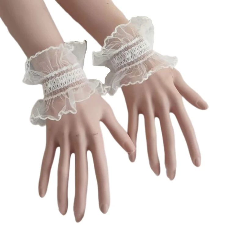 Faux poignets plissés à manches évasées, chemises couleur blanche noire, accessoires décoratifs pour vêtements, poignet