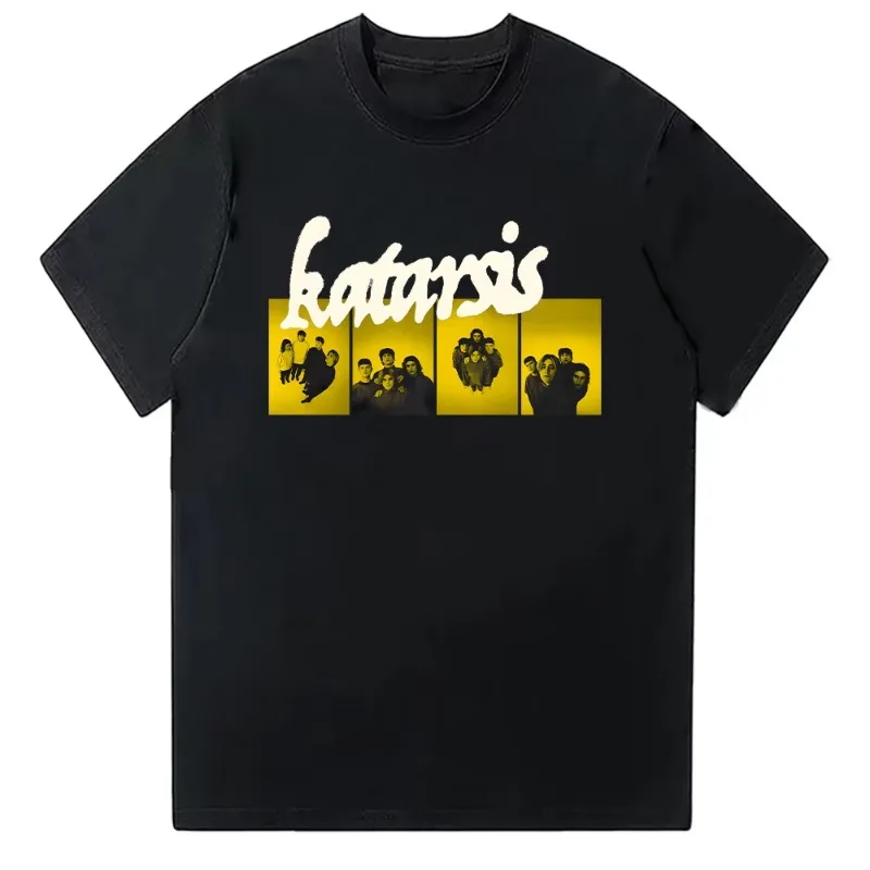 

Хлопковые футболки Katarsis Band для мужчин и женщин, летняя повседневная одежда с короткими рукавами, популярные тенденции, топы большого размера High Street, уличная одежда