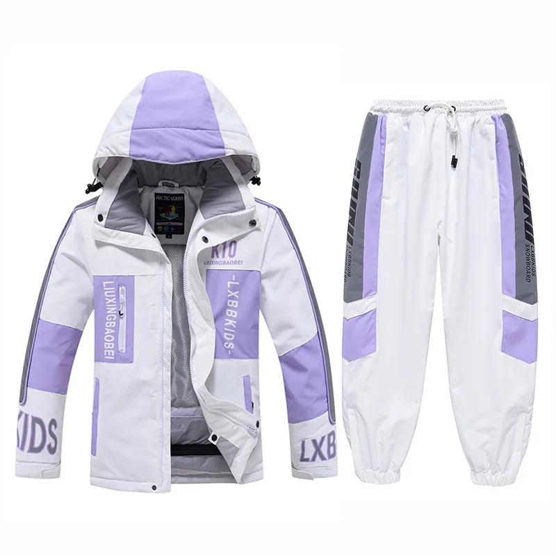 Ski jack voor kinderen en broekpak, snowboardkleding, broek, winddicht, waterafstotend, superwarme sportkleding, jongens, meisjes