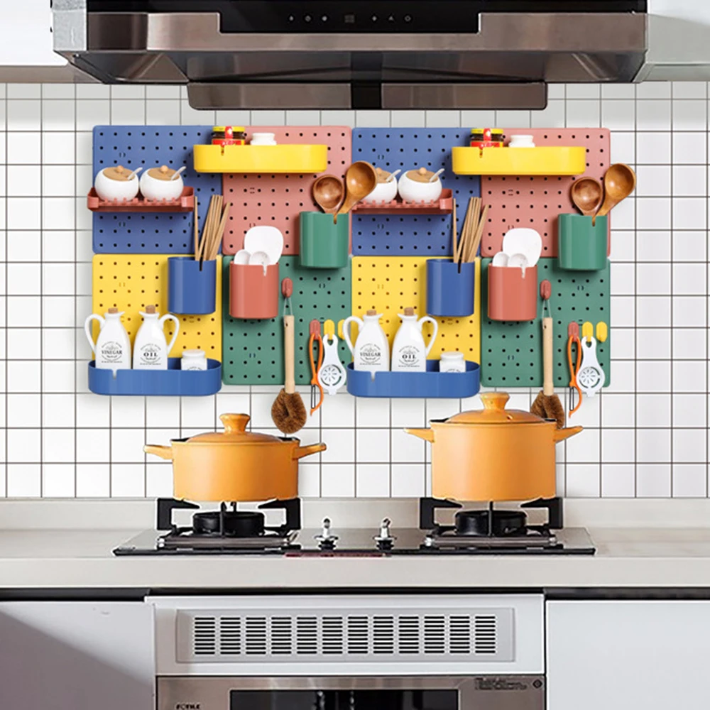 PP Material Kitchen Hole Board Clash-color Strong Load-bearing Storage Rack For Kitchen