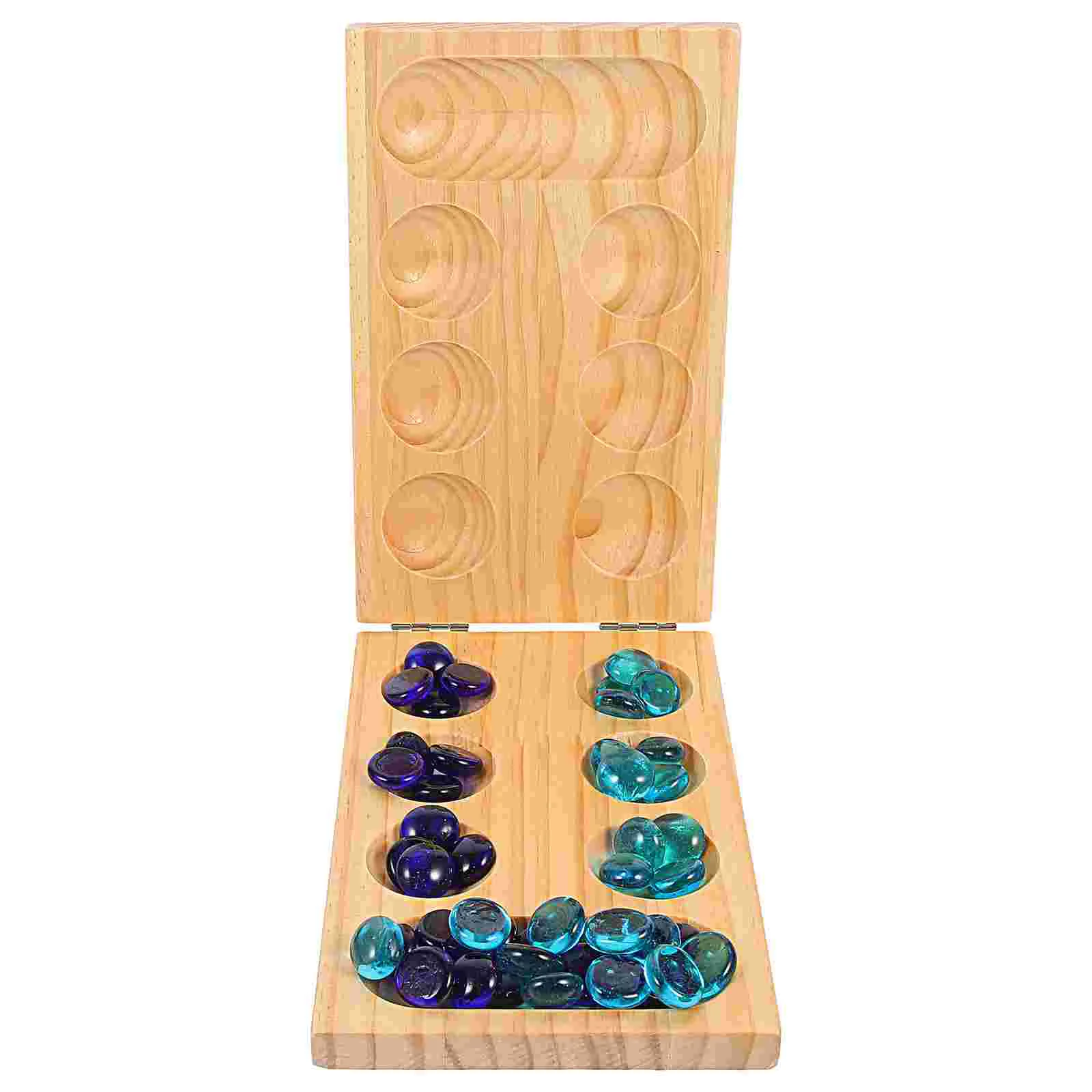 Children's Toys Mancala Thinking Puzzle Game Kids Glass Wooden Chess Folding Board Plaything Travel