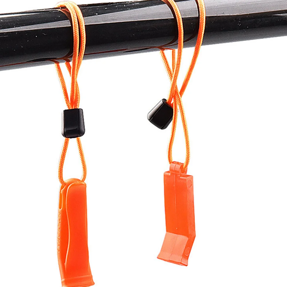 6 Pcs Survival Whistle Outdoor Searching Tool Plastic Field with Lanyard Portable Orange Hanging