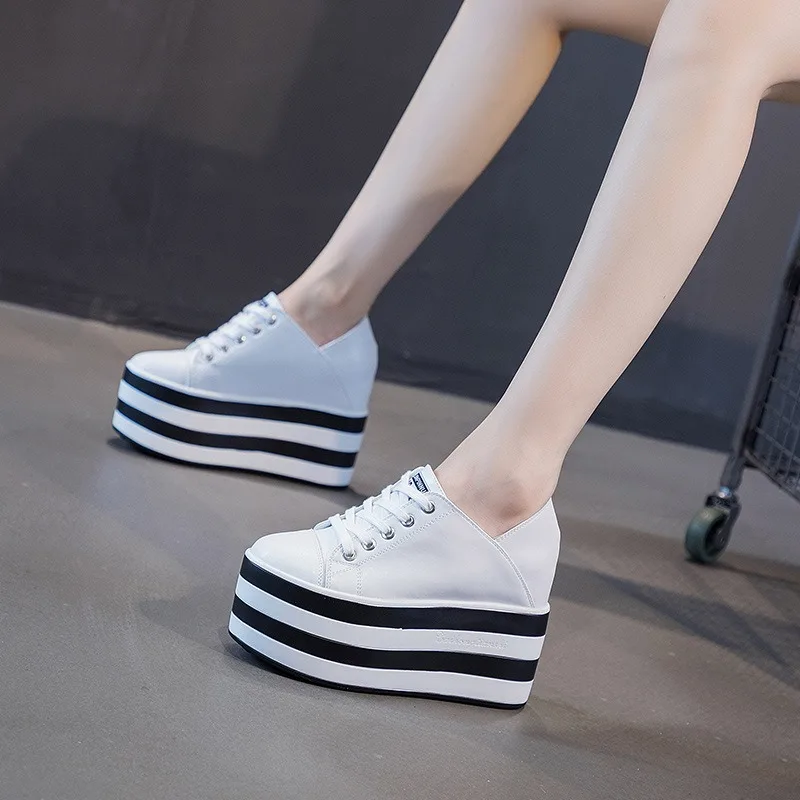 High quality 12cm Platform Wedge Sneakers Shoes Slippers for Women Shoes Spring Autumn Breathable Summer Shoes Mules Breathable