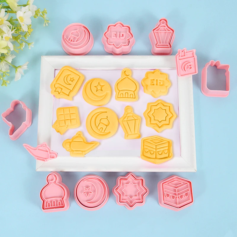 10pc Eid Mubarak Cookie Biscuit Mold Cutters Star Moon Church Cutout Camel Cake DIY Baking Tools Islamic Muslim Party Decoration