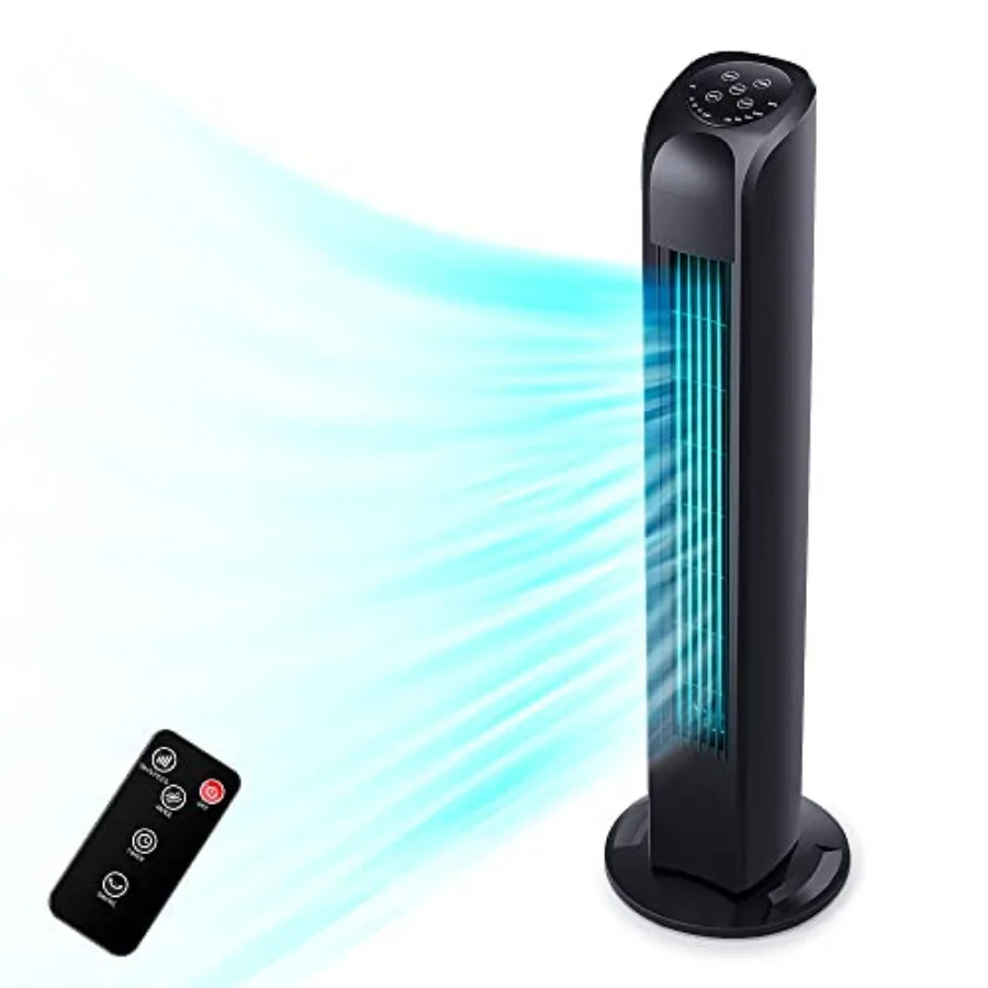 

Oscillating Tower Fan for Bedroom, Portable Standing Fan with Remote, 3 Modes 3 Speeds, 7.5H Timer, 120° Quiet Cooling for Livi