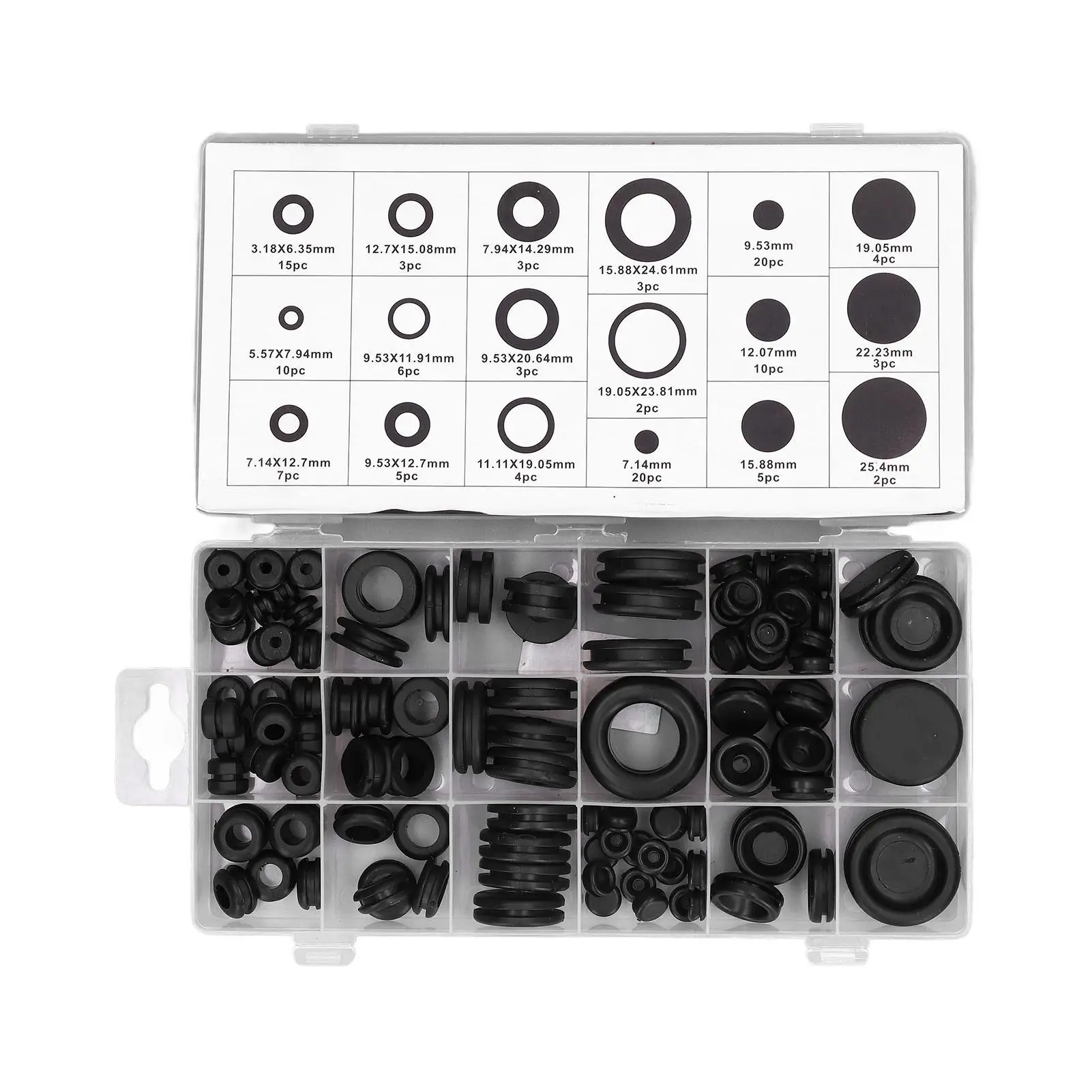 125Pcs Rubber Sealing Grommet Assortment Set for automotive Washer - Eyelet Gasket Combination