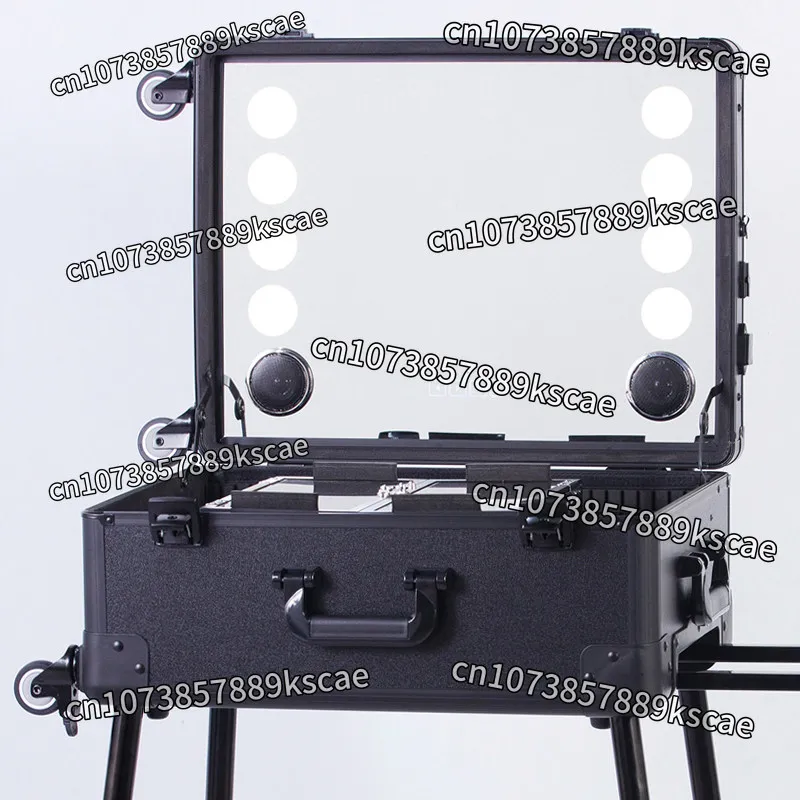Professional Lamp Trolley Cosmetic Case，for Makeup Artists Beauty Toolbox，with Hidden Bracket Light Box