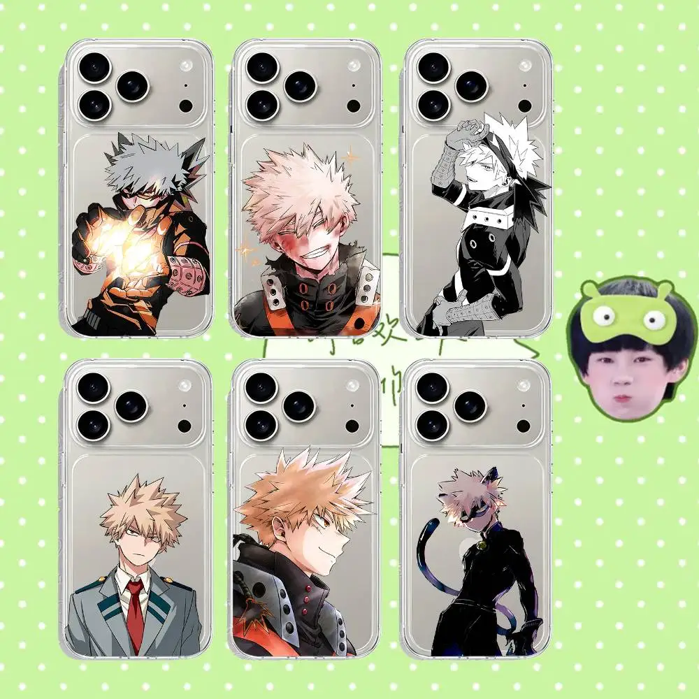 

B-Bakugos Katsukis Phone Case For IPhone 17 16 15 14 Plus 13 12 11 Pro Max Phone Back Cover Transparent Shockproof Cover