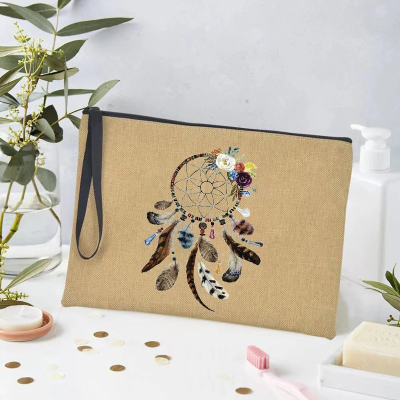 Dreamcatcher illustration Lipstick Bag Femme Dream Catcher Cosmetic Pouch Fashion Toiletry Bag Large Organizer Bag wallet