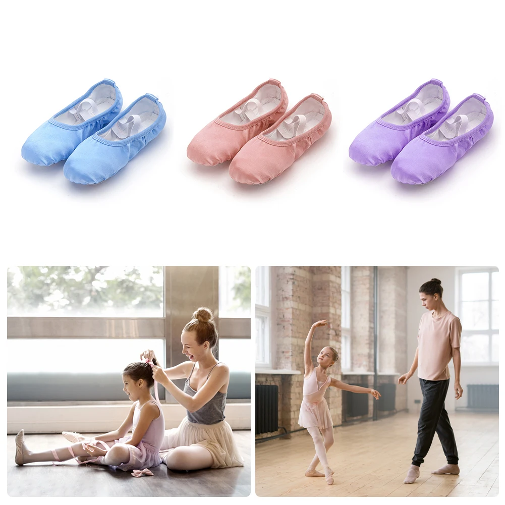 Bambini danza ragazze ballerine tela di raso traspirante suola morbida danza classica ragazze donna Ballerina Yoga palestra scarpe da ballo