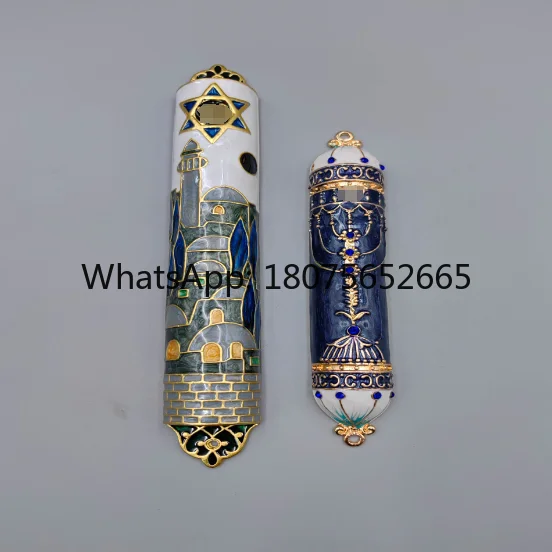 Doorpost with scroll metal blessing doorpost box door edge decoration jewish relics gift israel doorpost