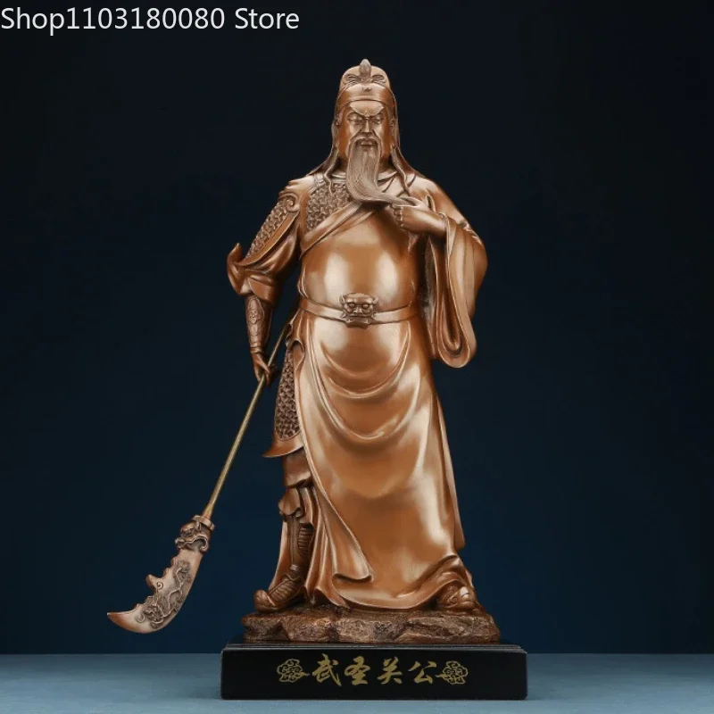 Red copper carve Zhao Gongming standing statue Chinese folk God of Wealth sculpture Lucky decor Large 105cm,52cm,41cm,27cm