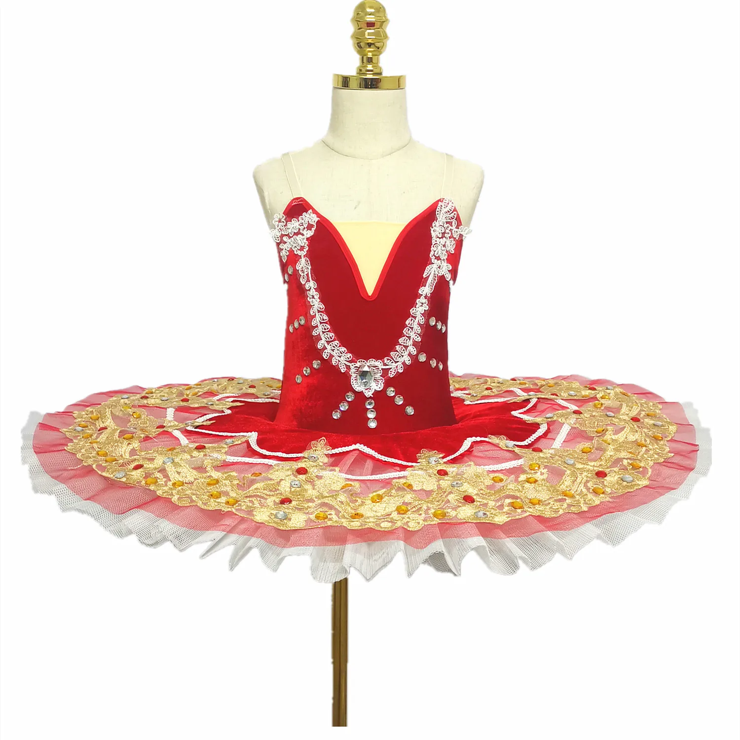 

Red Children's Ballet Dress Sling Puffy Tutu Skirt Beauty Group Performance Costume Stage Dress