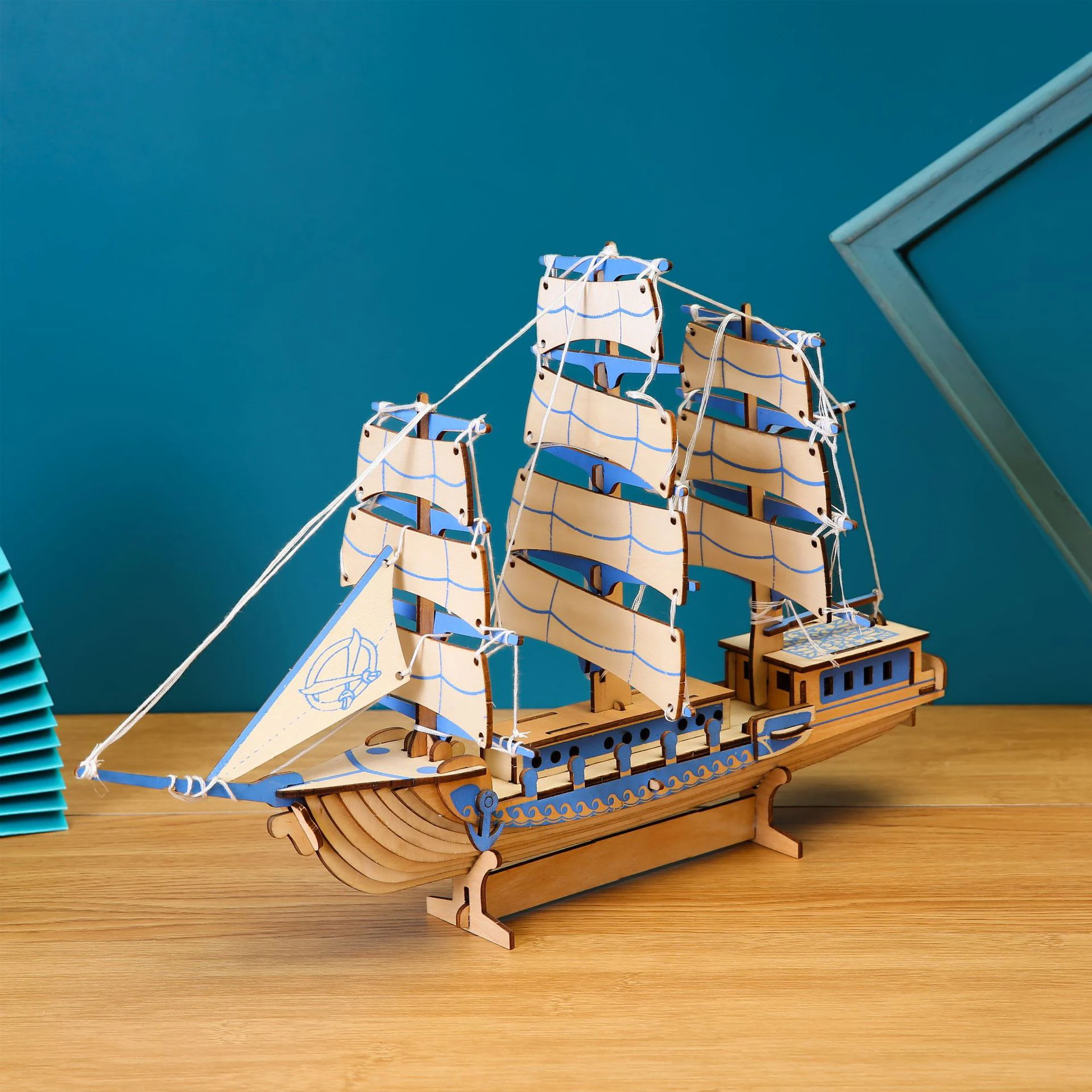 3D Three-Dimensional Sailing Ship Warship Pirate Ship Wooden Three-Dimensional Puzzle Model Educational Handmade Toys