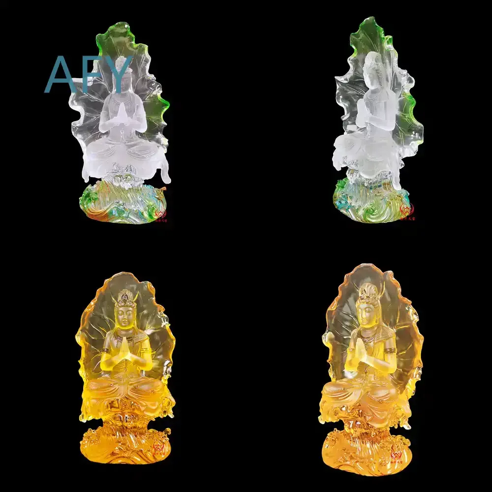 Glazed Buddha Statue Crystal Buddha Statue for Home Decor Temple Decoration Religious Gift for Buddhism Practice for All