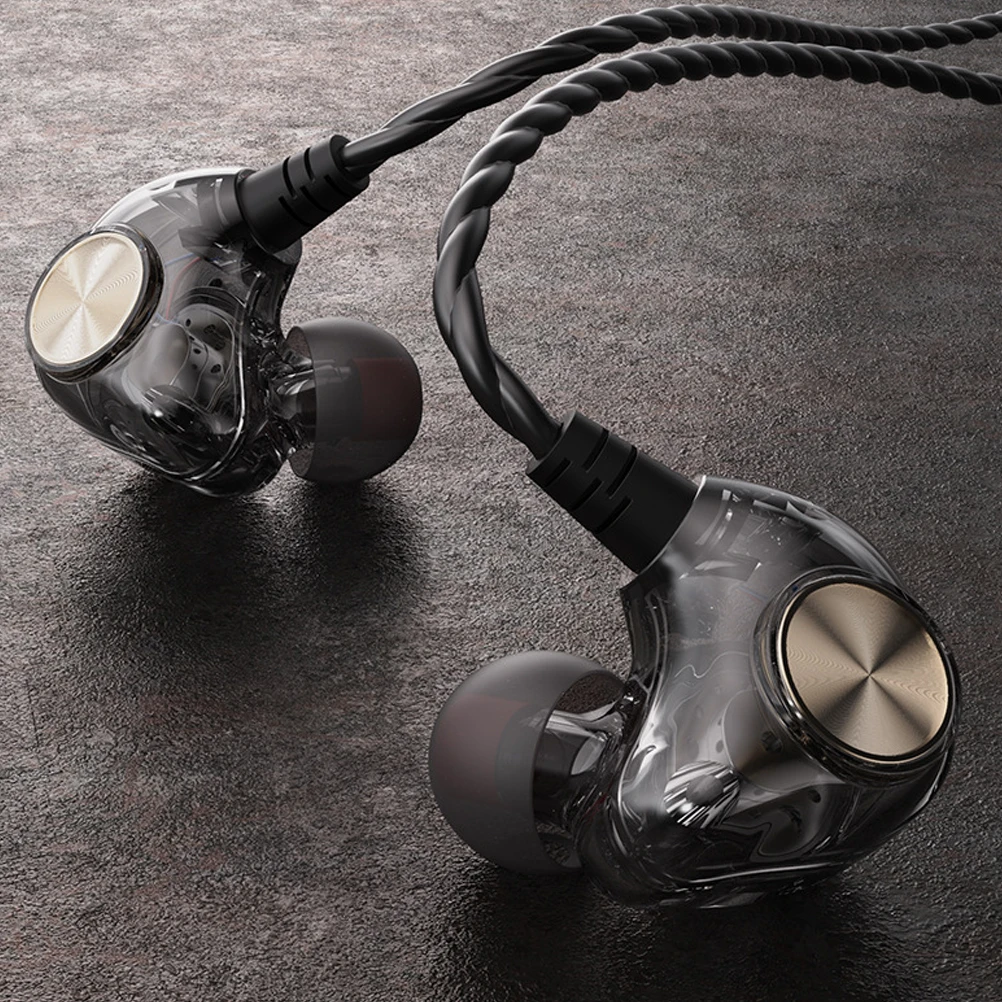 

In-Ear Headphone Transparent Shell Tangle-Free Cable Secure-Fit Earhooks For Running Gym Workout Bass Earbud Subwoofer