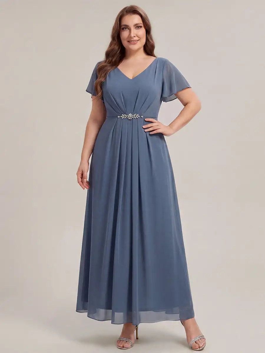 short-sleeve-ruffle-v-neck-beaded-a-line-maxi-wedding-guest-dresses