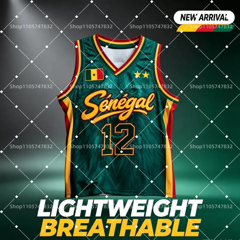 2026 Senegal 3D Printed Sleeveless Jersey Y2K Fashion Dark Pattern Lion Print Neutral Casual Sports Training Basketball Top