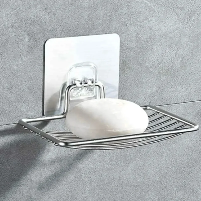 

1pc-Stainless steel soap rack, wall mounted soap rack, drainage soap tray, simple soap storage rack in home bathroom
