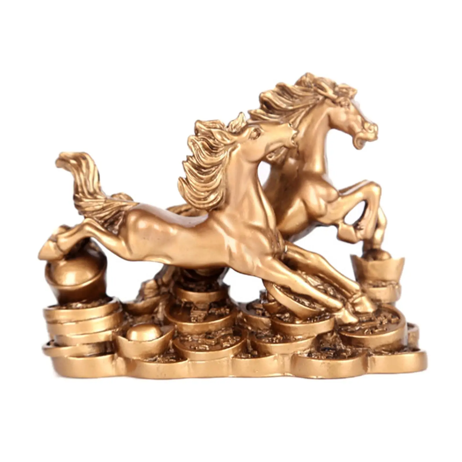 

Standing Running Two Horses Statue Feng Shui Two Galloping Horses Statue for Desk Decor