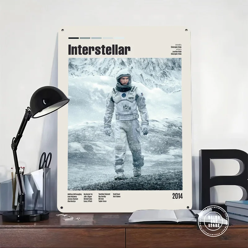Interstellar Movie Personalized 3D Textured Metal Poster Wall Art Tinplate Sign for Interior Decoration Living Room Accessories