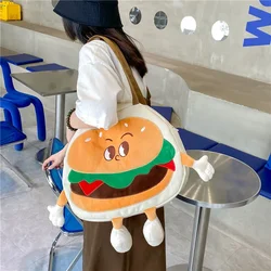 Nowa śliczna torba na ramię Hamburger o dużej pojemności dla studentów do szkoły Torba na ramię Modna torba płócienna Kawaii Prezent szkolny