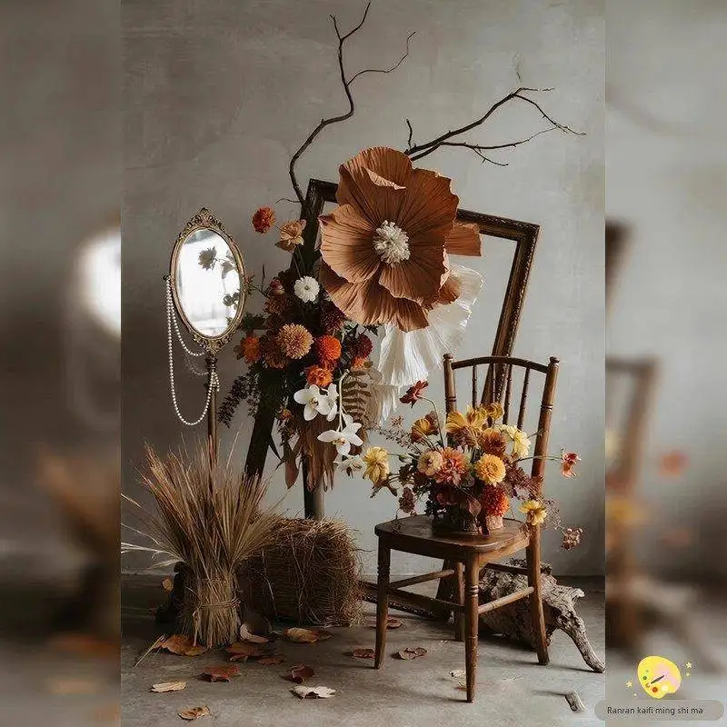 

Autumn Themed Dried Grass And Artificial Flowers Decorative Piece for Kindergarten Campus Festive Atmosphere Decoration