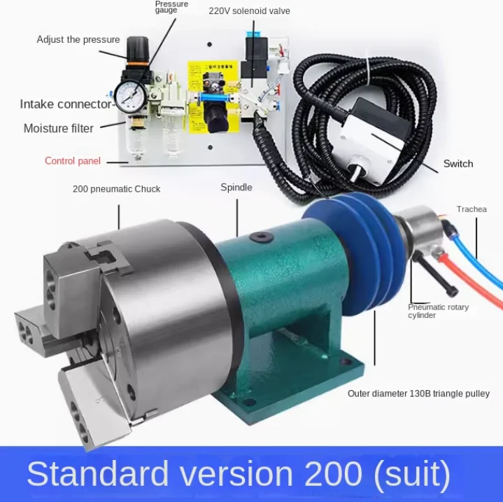 Lathe spindle pneumatic rotary chuck fully automated CNC three-claw power head 160200 welding head instrument lathe