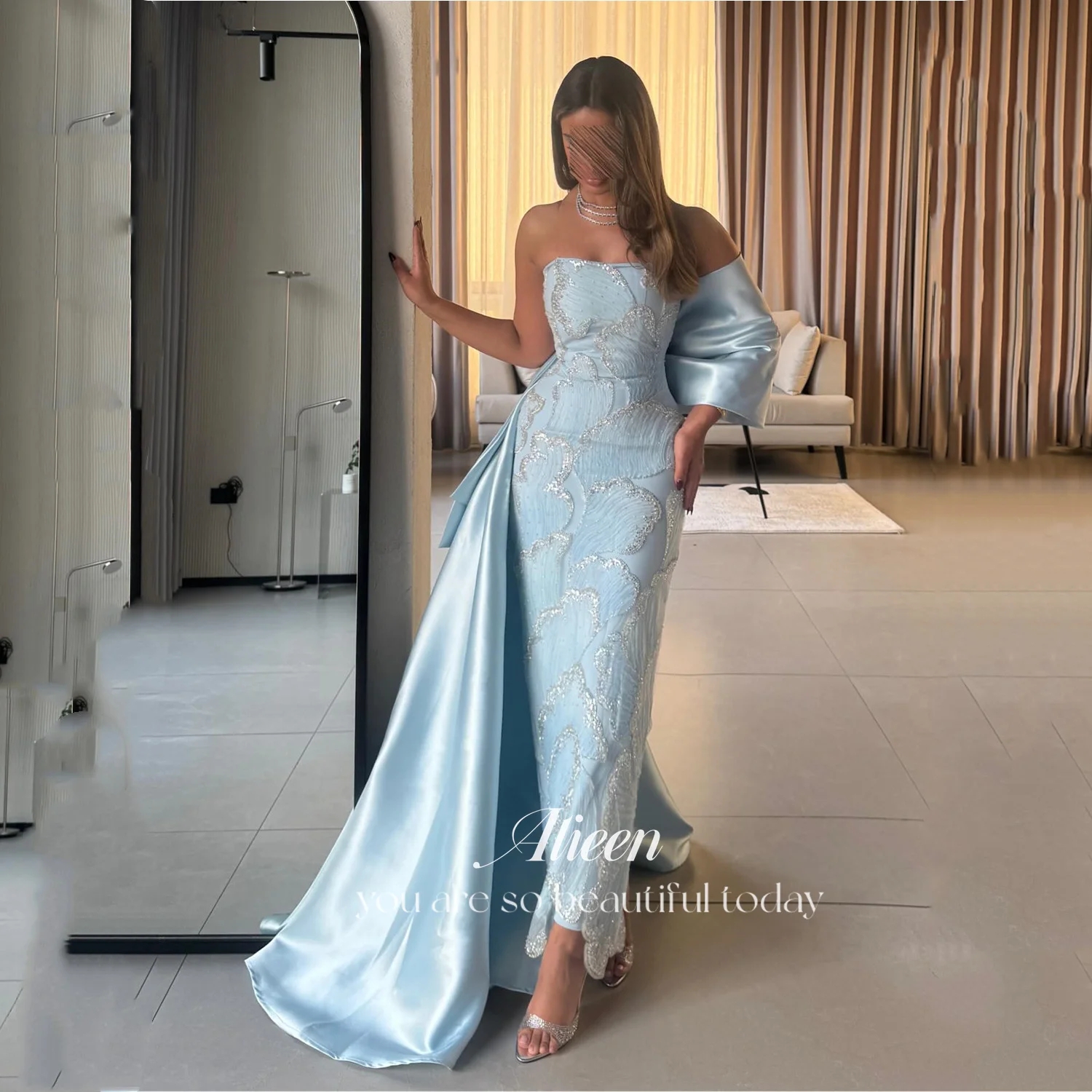

Aileen Elegant Party Dresses 2025 Satin Wedding Dresses for Parties Bow Tie Mermaid Prom Dress Off the Shoulders Customized Gala