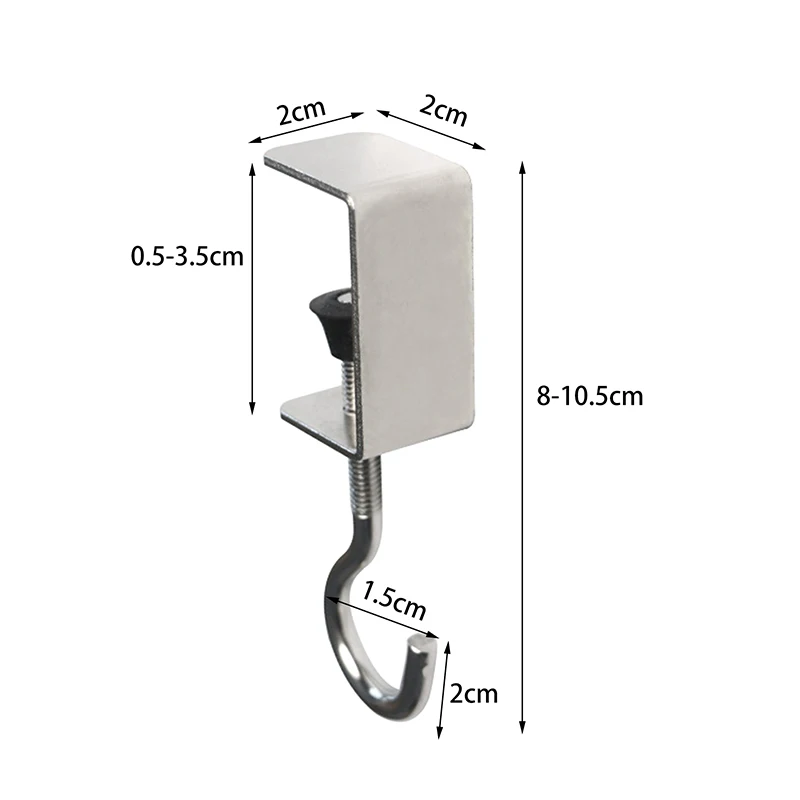 1/2/4pcs 360° Rotatable Steel Table Hooks - Detachable, Non-Destructive Installation For Office Desks, School Dormitories view 6