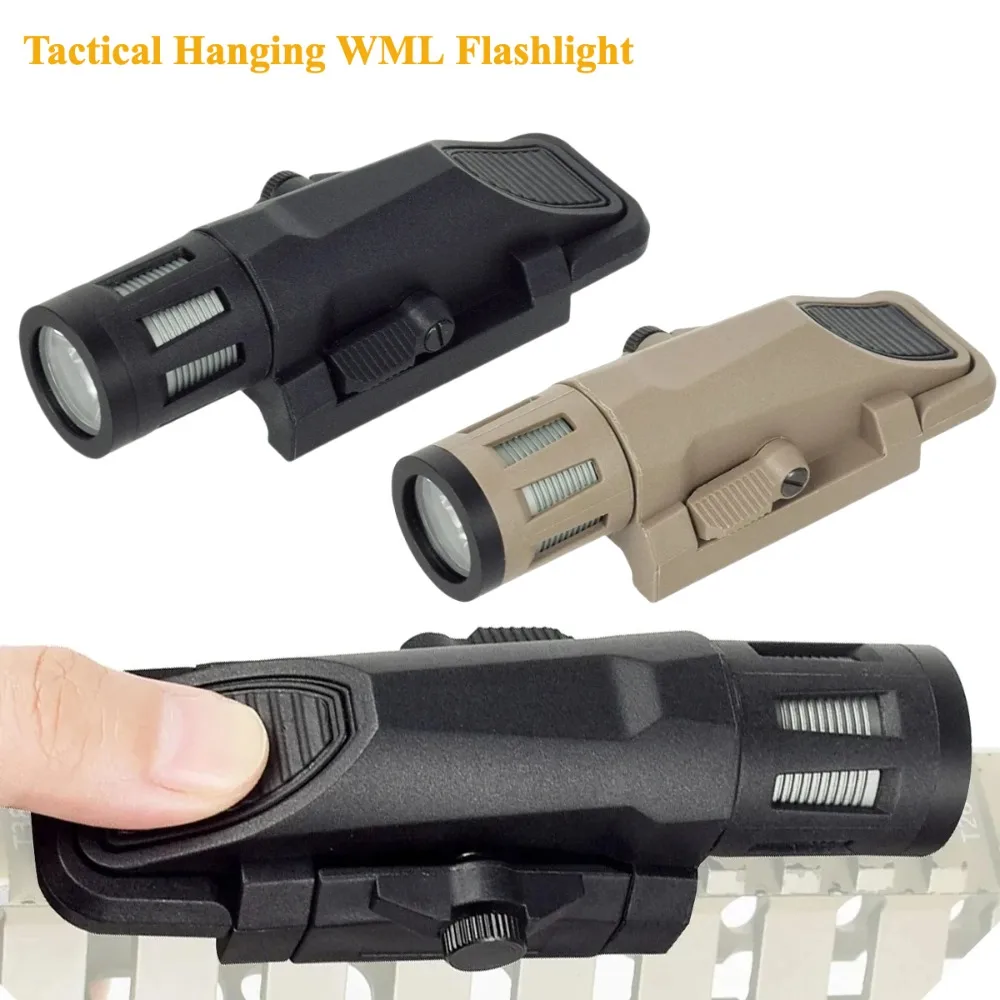 400 Lumen Tactical WML-G2 LED Flashlight Nylon Scout Weapon Light Strobe for Outdoor Hunting Fit 20mm Rail Glock 17 19