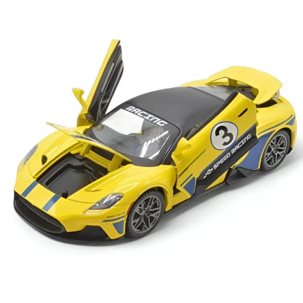 

1:22 спортивный автомобиль ограниченной серии с четырехдверным легкосплавным транспортным средством и освещением, музыкальным креативным орнаментом, игрушка на день рождения для мальчика, подарки