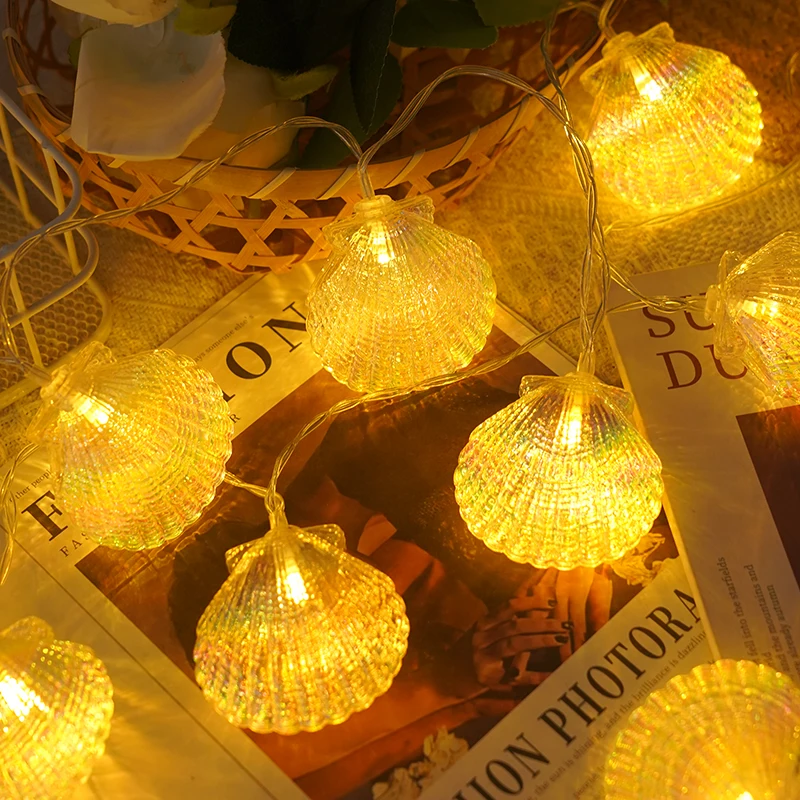 LED Colorful Shell Ocean Girl Heart Romantic Festival Decoration Christmas Decoration Atmosphere Lantern String