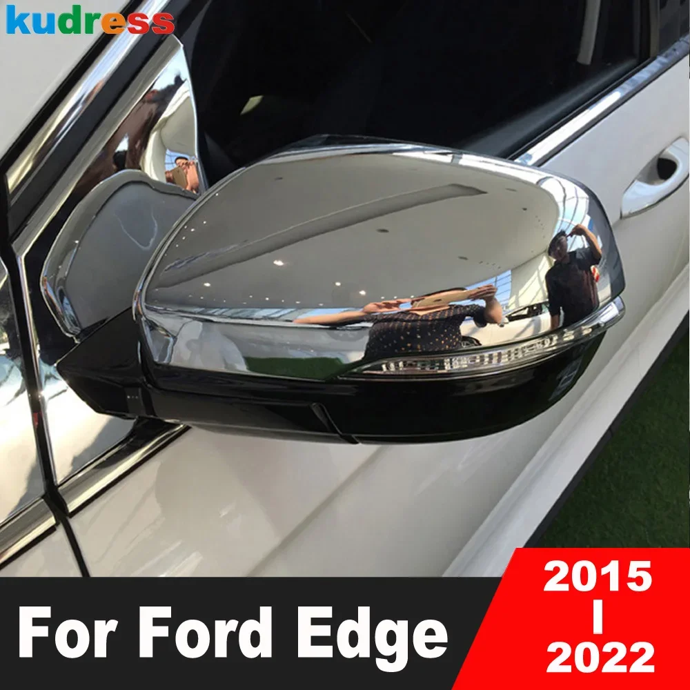 Rearview Mirror Cover Trim For Ford Edge 2015-2019 2020 2021 2022 Chrome Car Side Wing Mirrors Cap Overlay Exterior Accessories