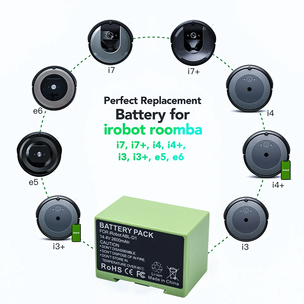 i7 14.4V 3200mAh i7 Battery Replacement for iRobot Roomba e and i Series i7+ e5 7150 7550 i3 3150 i3+ 3550 i4 4150 i4+ 4624864