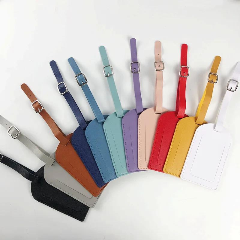 1PCS PU Luggage Tag Light Soft Travel Accessories Travel Color Airplane Luggage Tag Boarding Pass Suitcase Tag Pu Leather