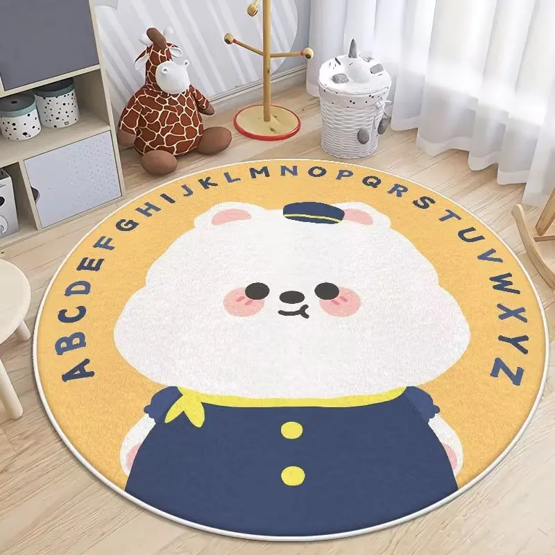 

Cartoon Cute Animal Printed Area Rugs Round Carpets for Home Living Room Children Bedroom Bedside Kids Play Anti-Slip Floor Mats