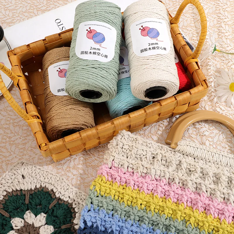 New 150 Meters 2mm Round Cotton Yarn For Hand Knitting Crocheting Macrame Cord Chunky Yarn Diy Crafts Bag Hat Making For Gift view 2