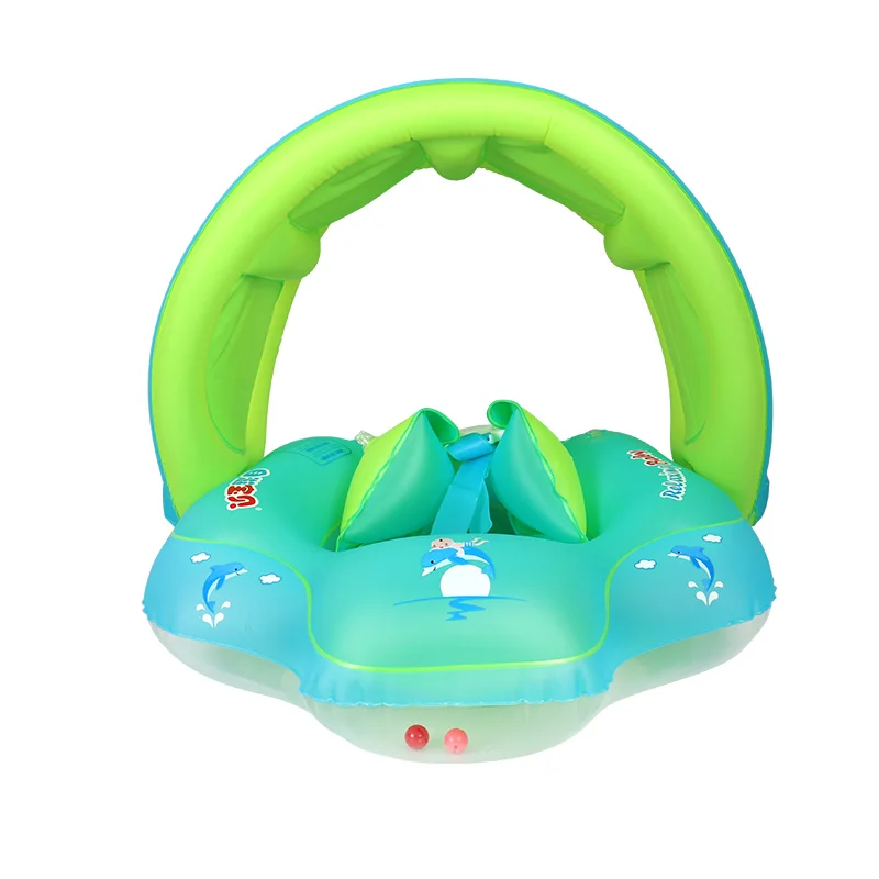 Baby Swimming Ring Inflatable Float With Canopy Kid Swimming Pool Accessories Circle Bathing Inflatable Toddler Rings Water Toy