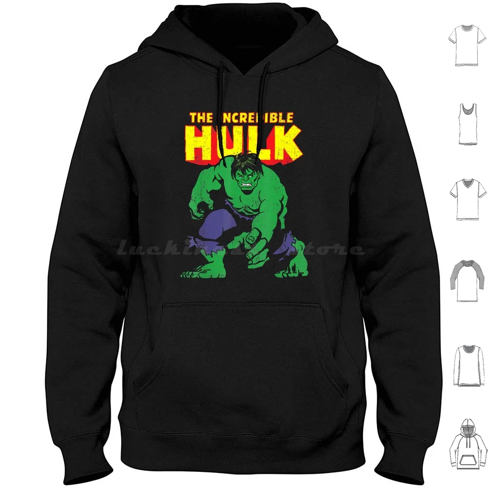 

Green Superhero Incredible Vintage Style Hoodies Long Sleeve Meme Incredible Green Powerful Strongest Power