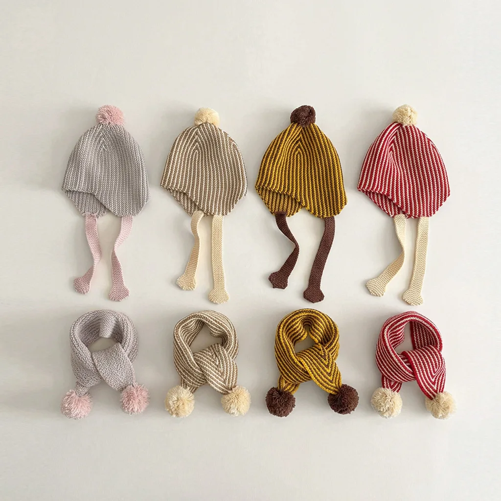 2-6T Children's Hat and Scarf Set Winter Warm Baby Neck Warmer Hat Kids' Scarves Set Girls Knitted Hat - view 2