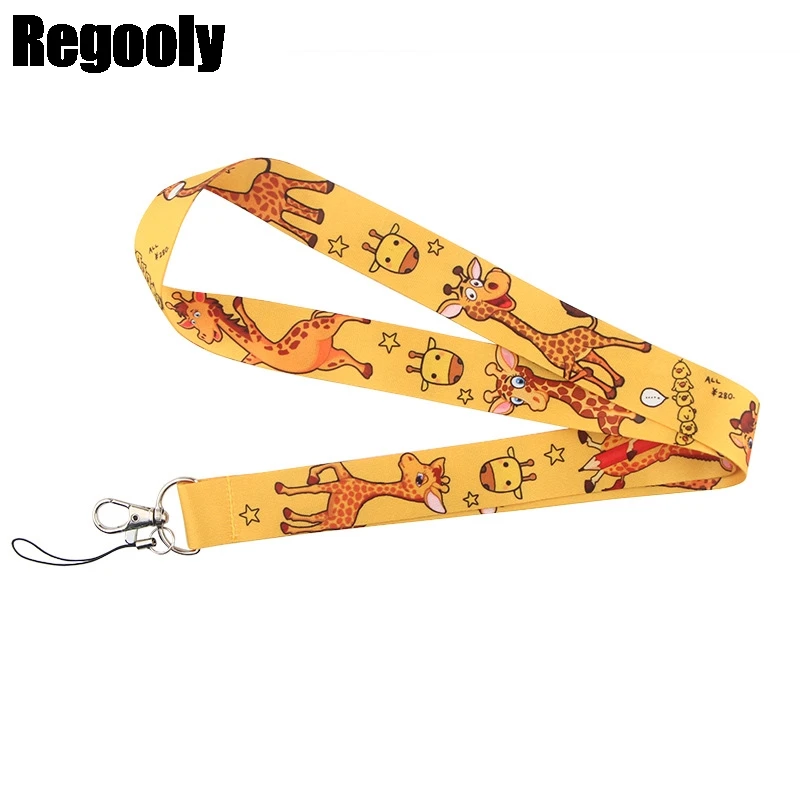 Giraffa animals Neck Strap cordini ID badge card holder portachiavi cellulare Strap Gift Ribbon webbing necklace